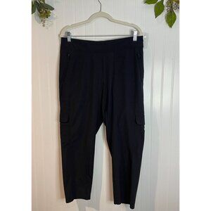 Athleta Black Stretch Cargo Pants Size 14P With Zipper Pockets